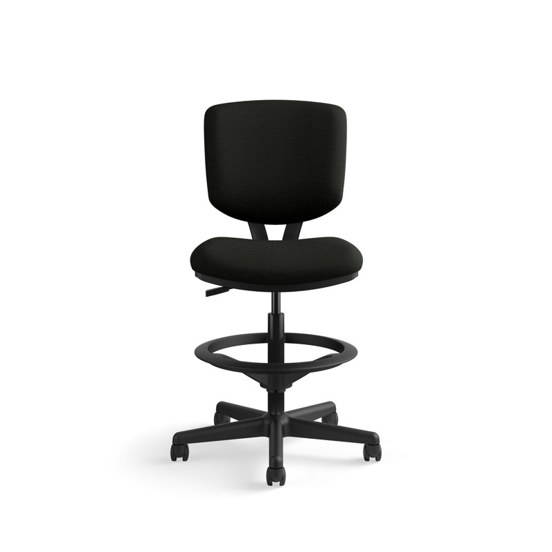 360° Swivel Black Leather Task Chair with Adjustable Arms