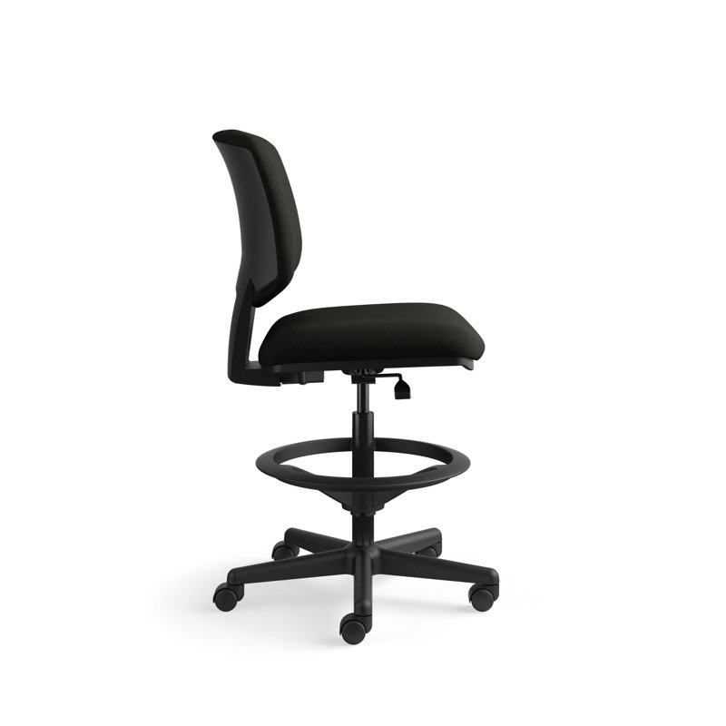360° Swivel Black Leather Task Chair with Adjustable Arms