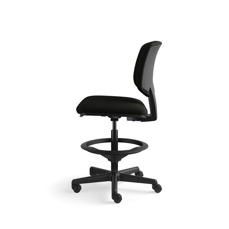 360° Swivel Black Leather Task Chair with Adjustable Arms