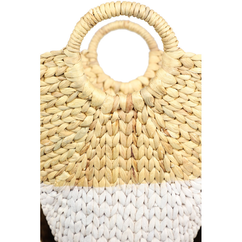Brown and White Seagrass Oval Storage Basket Set