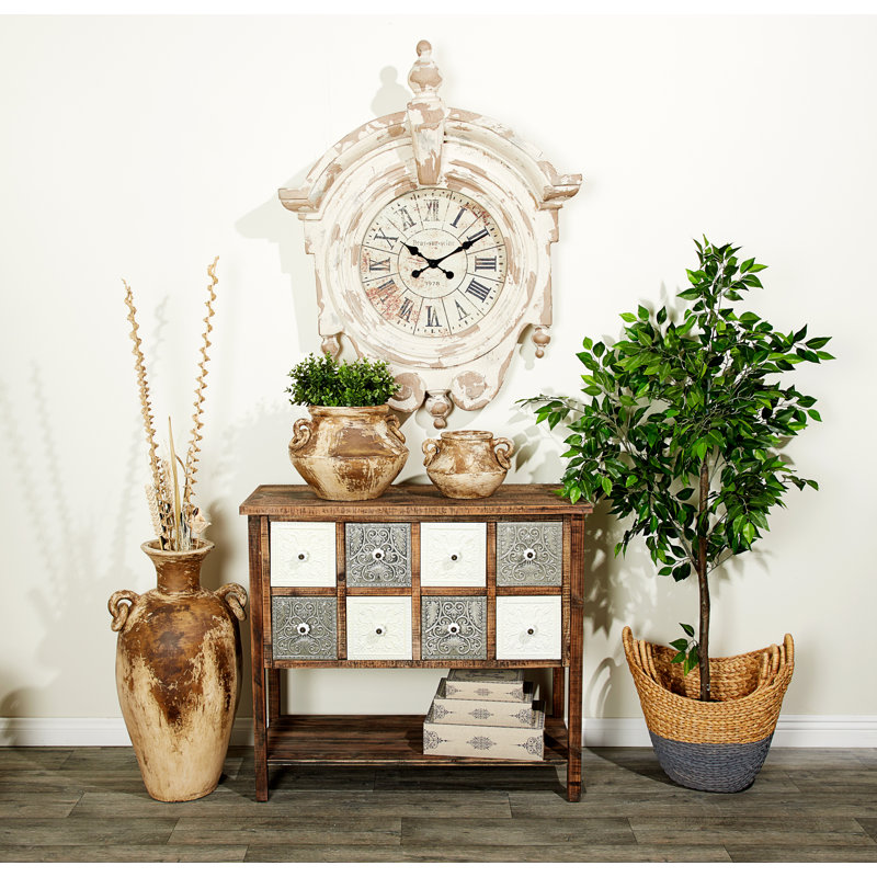 Brown and White Seagrass Oval Storage Basket Set