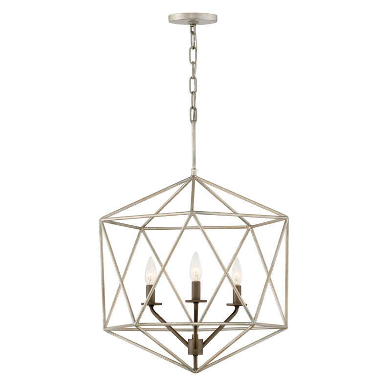 Astrid Bronze Cage Chandelier with Glacial Finish 28"x34.25"