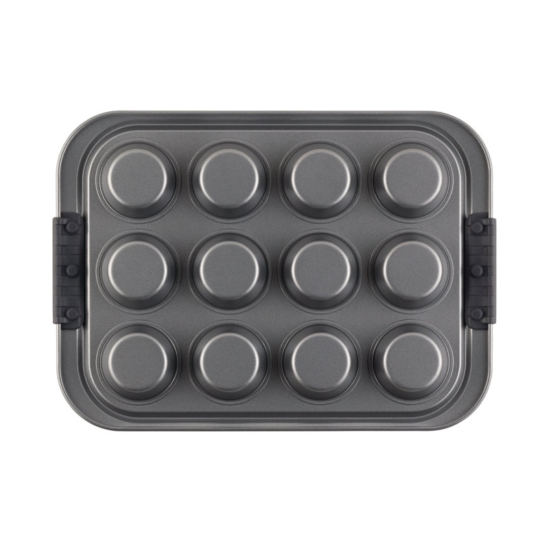 Graphite Nonstick 12-Cup Muffin Pan with Lid