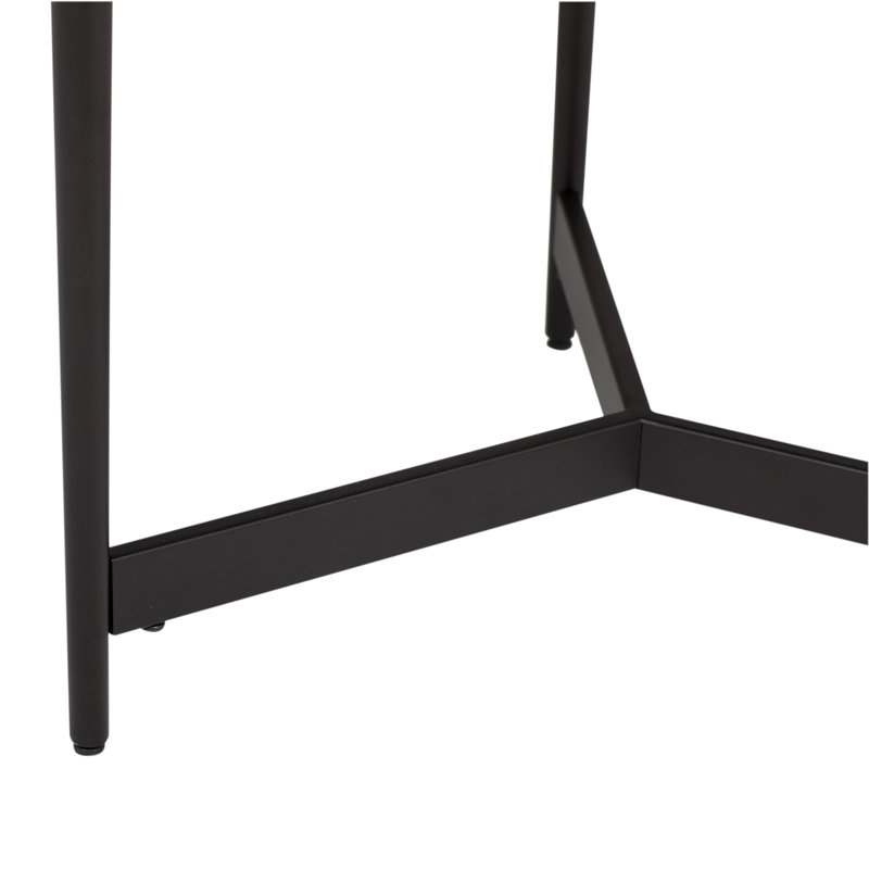 Estrade 23" Black Metal Frame Round Side Table with Antiqued Mirror Top