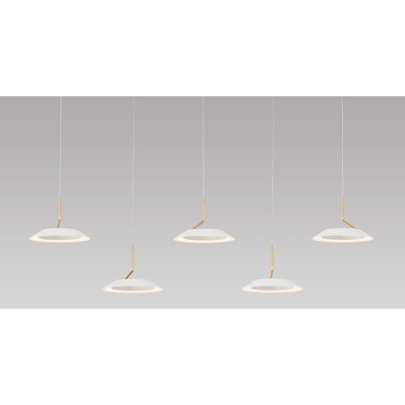 Modern Matte White and Gold 5-Light LED Island Pendant