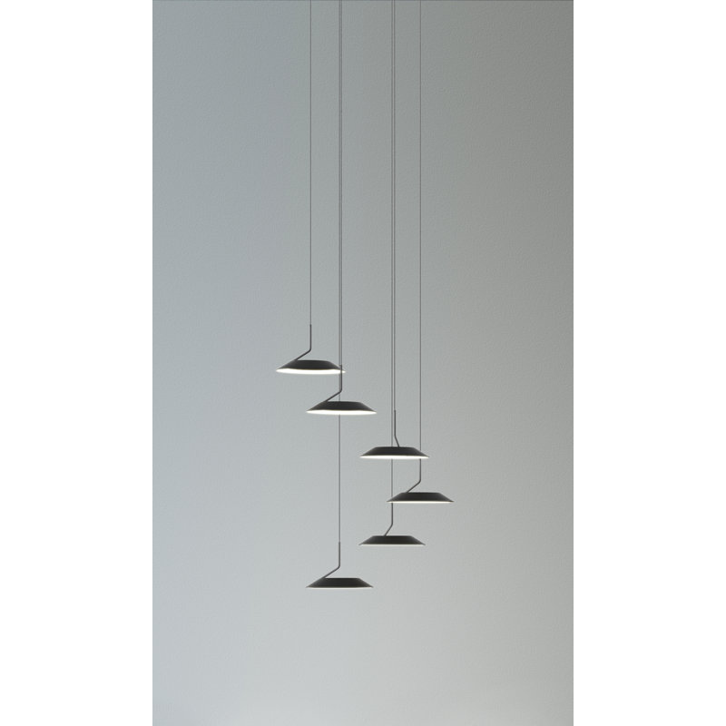 Royyo Matte Black 6-Light LED Energy-Efficient Aluminum Pendant