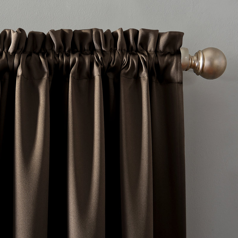 Brown Blackout Rod Pocket Polyester Insulated Drapes