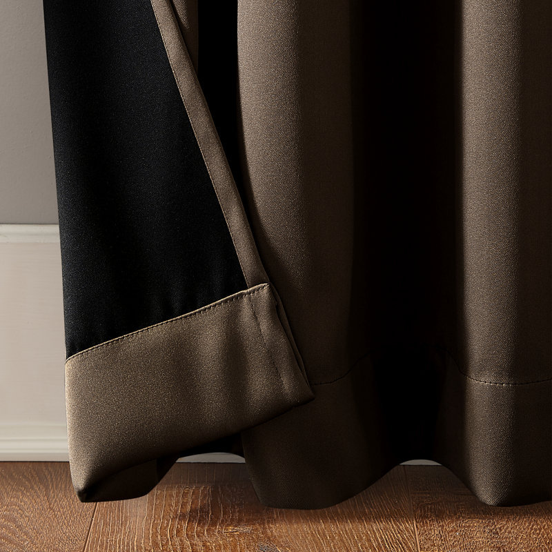 Brown Blackout Rod Pocket Polyester Insulated Drapes