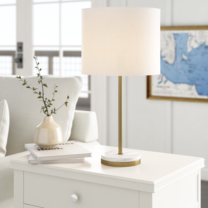 Versailles Matte Brass 19" Table Lamp with White Linen Shade