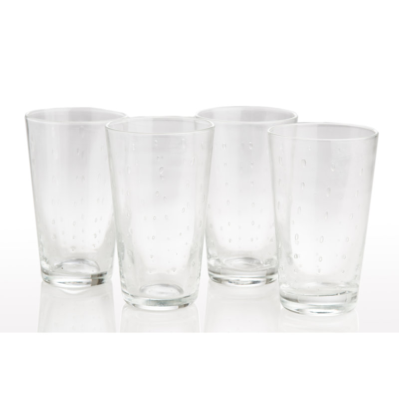 Clear Raindrop Pattern 12oz Handmade Drinking Glass Set