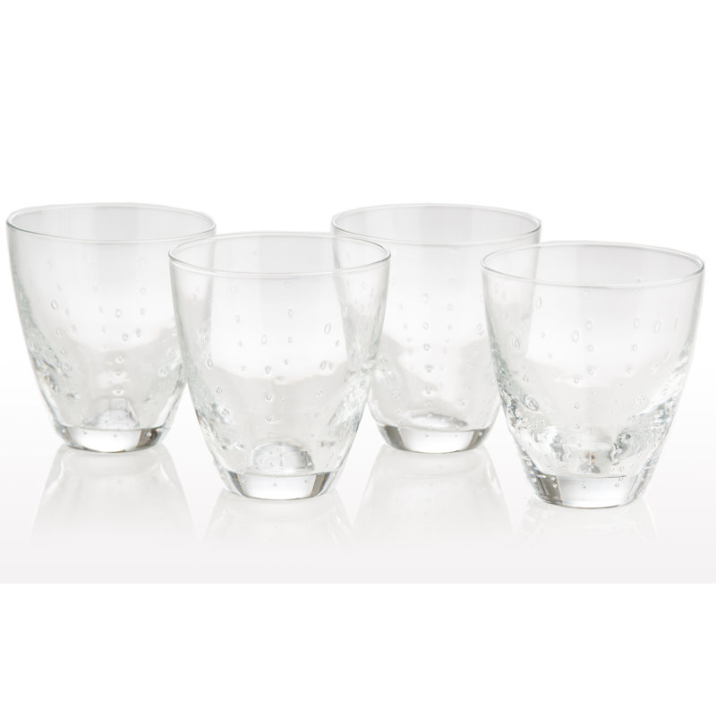 Clear 8oz Handcrafted Bubble Pattern Drinking Glass Set