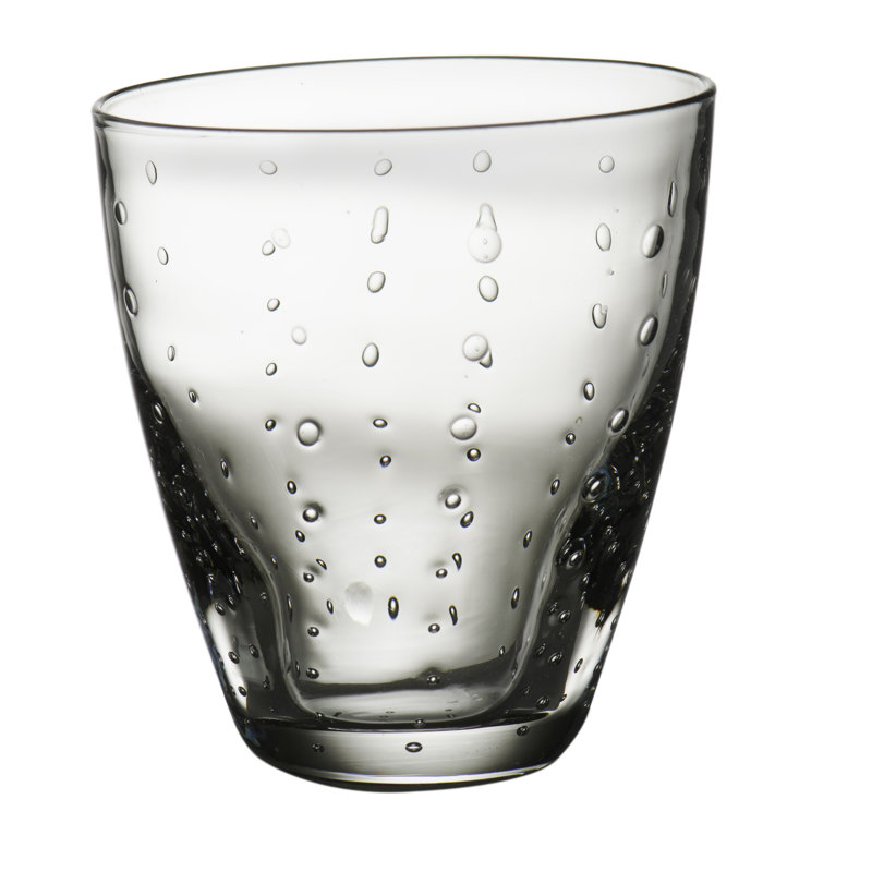 Clear 8oz Handcrafted Bubble Pattern Drinking Glass Set