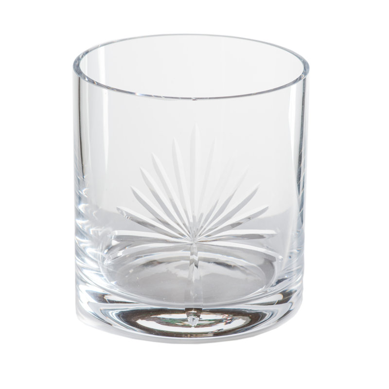 Clear Etched Palm Design Old-Fashioned Glass Set