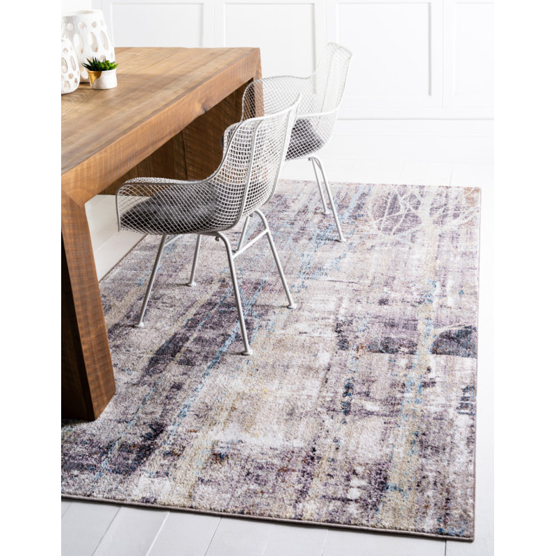 4' x 6' Blue Abstract Stain-Resistant Synthetic Rug
