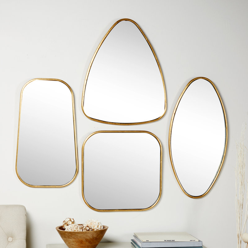 CosmoLiving Glamorous Gold Geometric Wall Mirror Set of 4