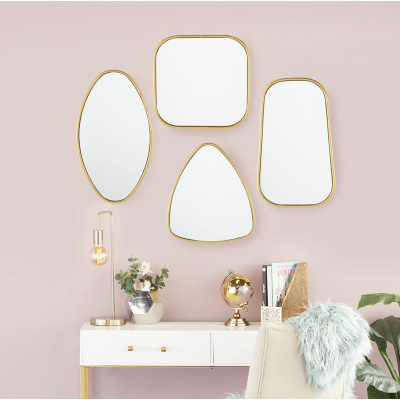 CosmoLiving Glamorous Gold Geometric Wall Mirror Set of 4