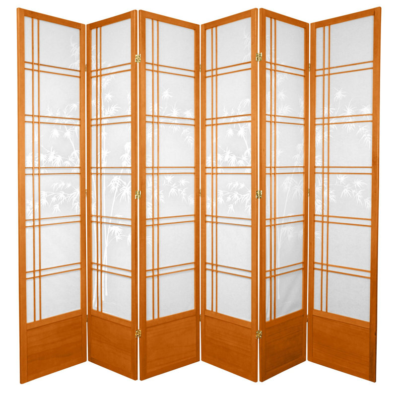 86" Honey Bamboo Tree Shoji Room Divider with 6 Panels