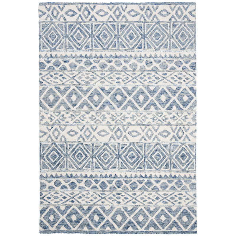 Handmade Ivory Wool Tufted Rectangular Area Rug 4' x 6'