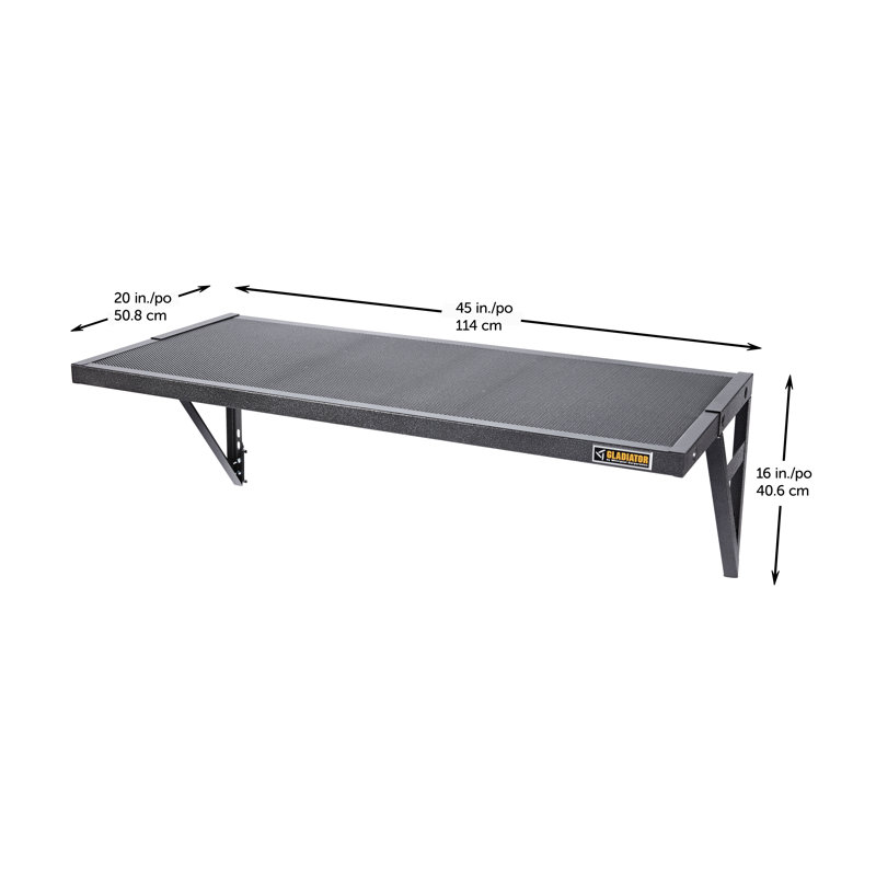 45" Heavy Duty Steel Mesh Wall Shelf in Hammered Granite
