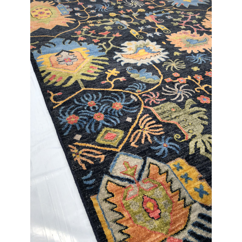 Handmade Blue and Yellow Wool 8' x 10' Area Rug