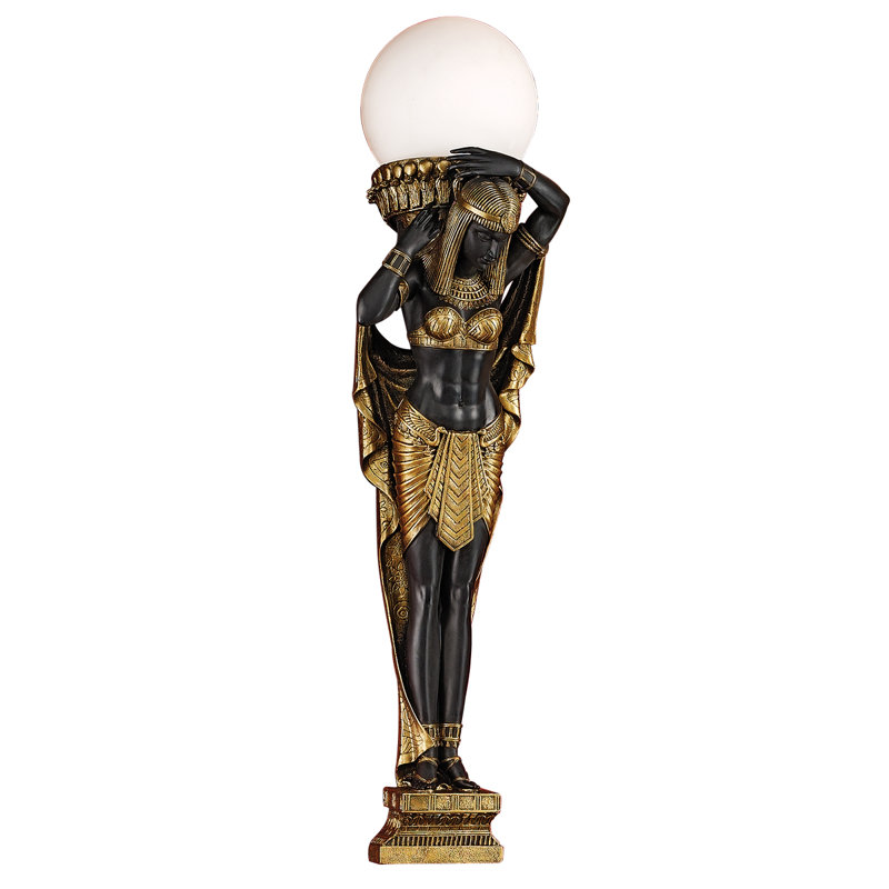 Egyptian Black and Gold Resin Wall Mounted Figurine Sconce