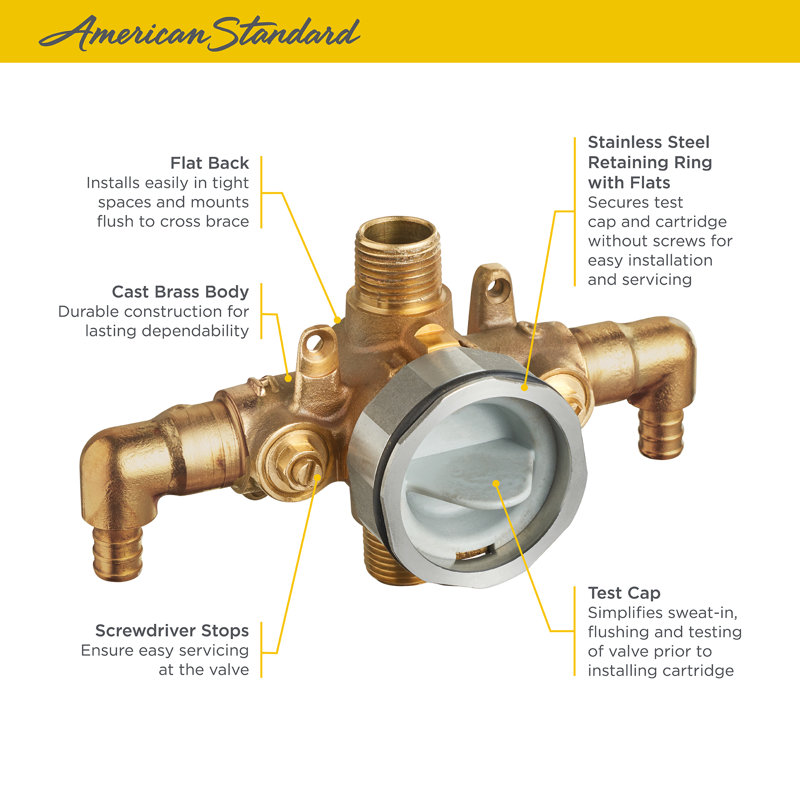Flash Brass Shower Rough-In Valve with PEX Inlet Elbows