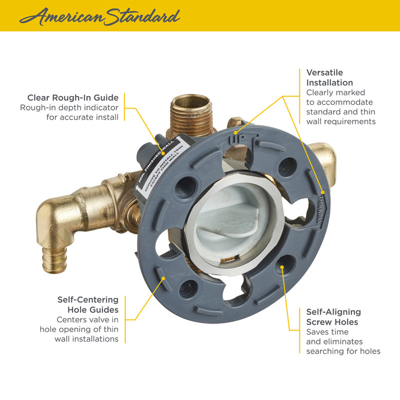 Flash Brass Shower Rough-In Valve with PEX Inlet Elbows