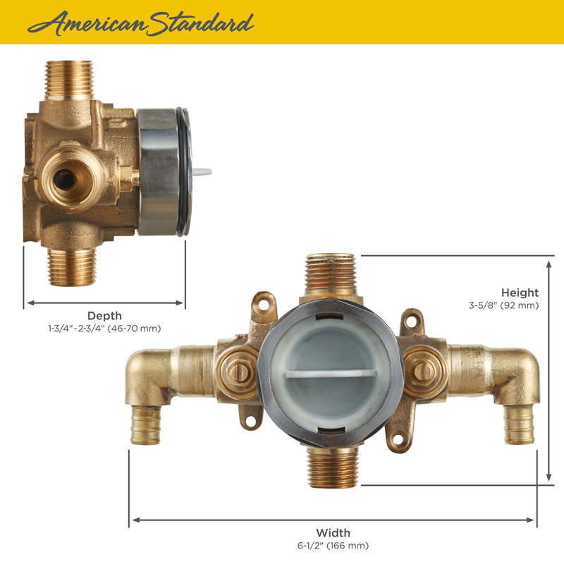 Flash Brass Shower Rough-In Valve with PEX Inlet Elbows