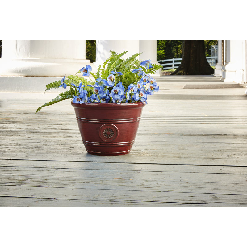 Oxblood Resin 15.25" Modesto Planter for Indoor & Outdoor
