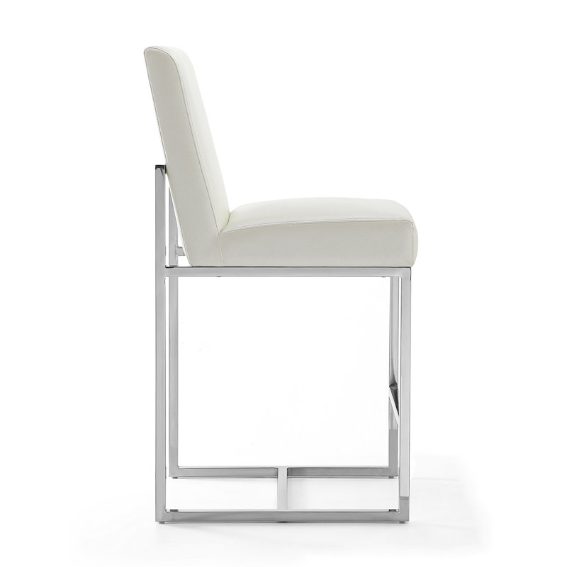 Graphite Faux Leather and Chrome Counter Stools, Set of 3