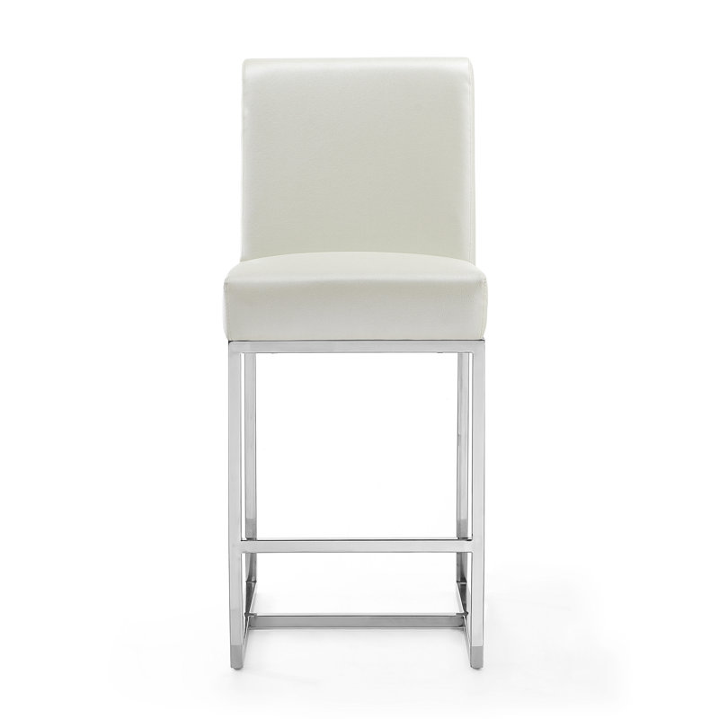 Graphite Faux Leather and Chrome Counter Stools, Set of 3