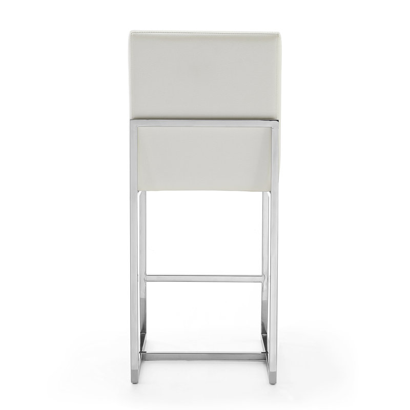 Graphite Faux Leather and Chrome Counter Stools, Set of 3