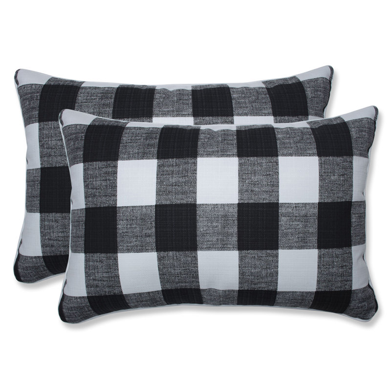 Anderson Black and White Plaid Rectangular Throw Pillows Set