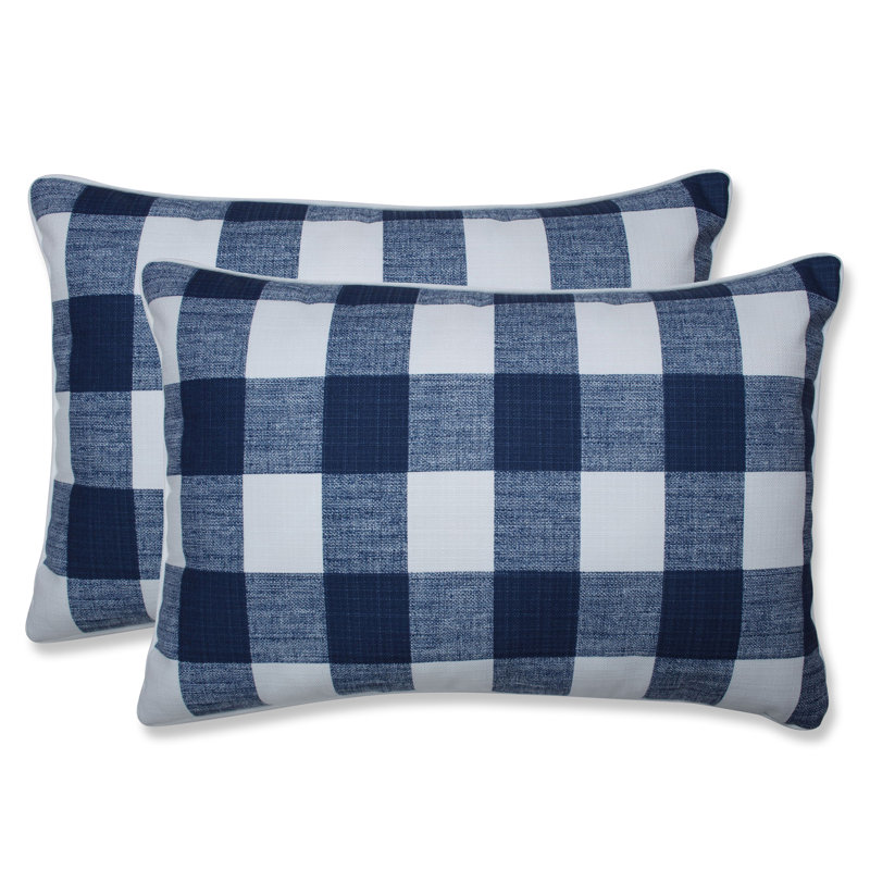 Anderson Black and White Plaid Rectangular Throw Pillows Set