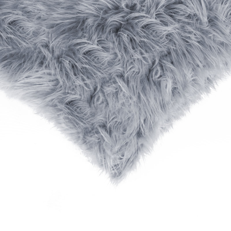 Gray Faux Fur Square Kids Pillow Set