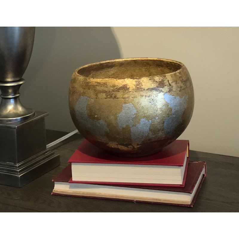 Handcrafted Gold and Silver Leaf Resin Decorative Bowl