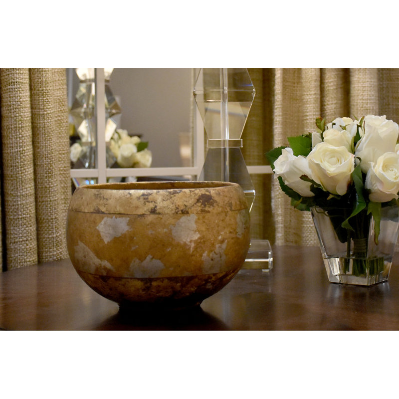 Handcrafted Gold and Silver Leaf Resin Decorative Bowl