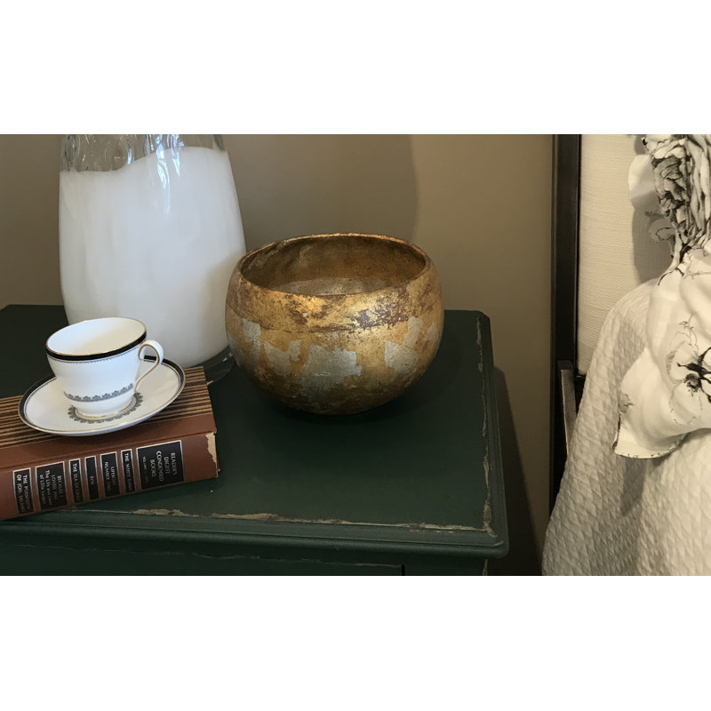 Handcrafted Gold and Silver Leaf Resin Decorative Bowl