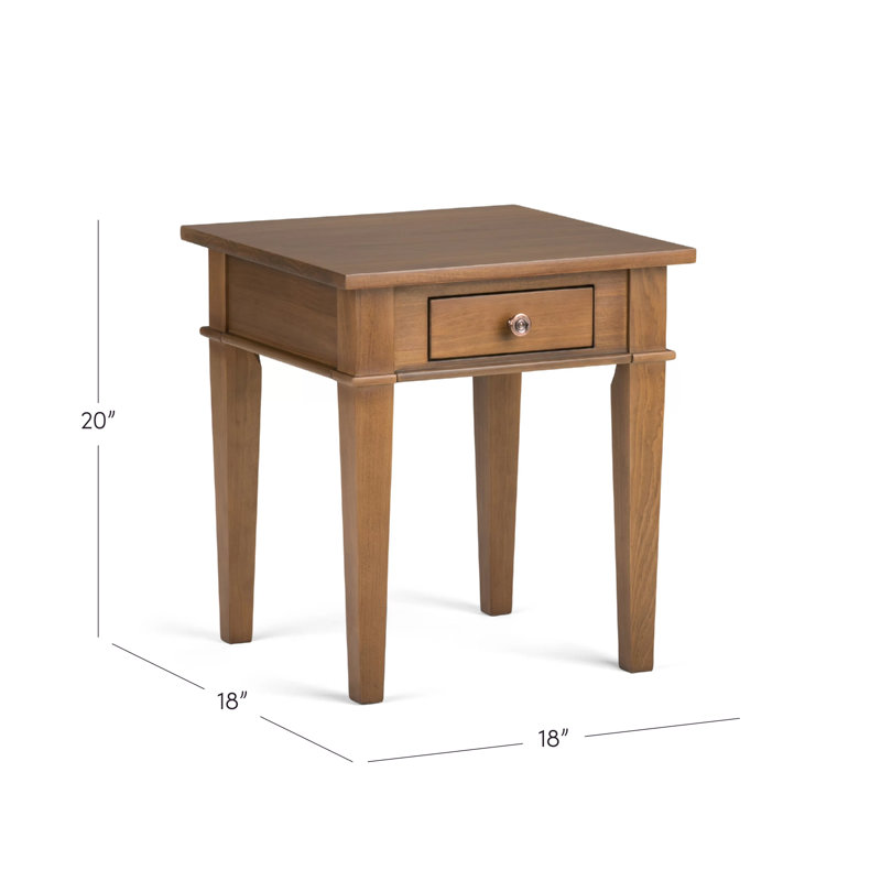 Carlton Medium Saddle Brown Solid Wood End Table with Storage