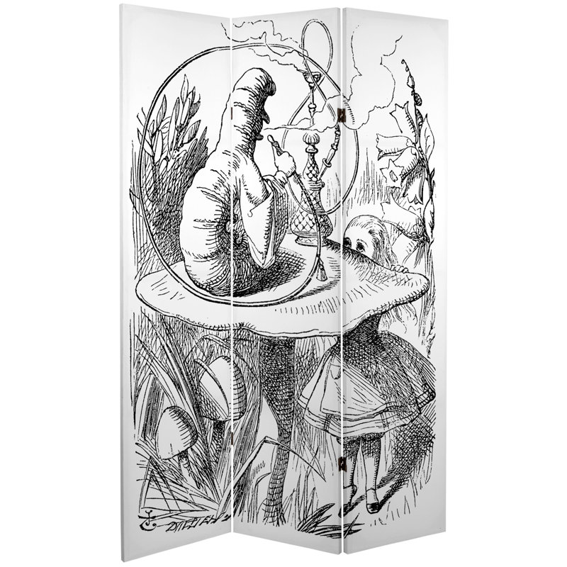 72" x 48" Double Sided Alice in Wonderland 3 Panel Room Divider