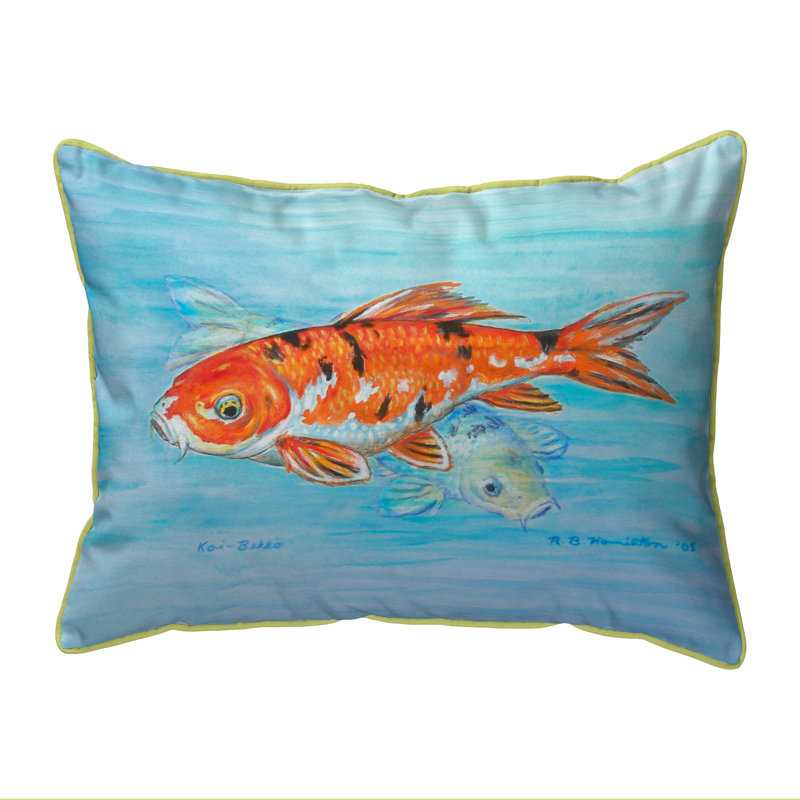 Embroidered Koi Garden Outdoor Pillow Set 11"x14"