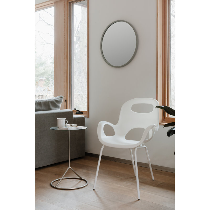 26'' Modern Black Round Wall Mirror with Rubber Frame