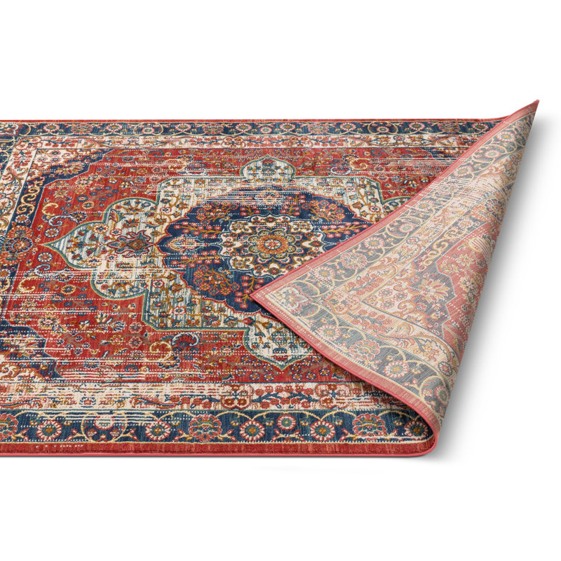 Tulsa Crimson Red Synthetic Rectangular 3'11" x 5'3" Area Rug