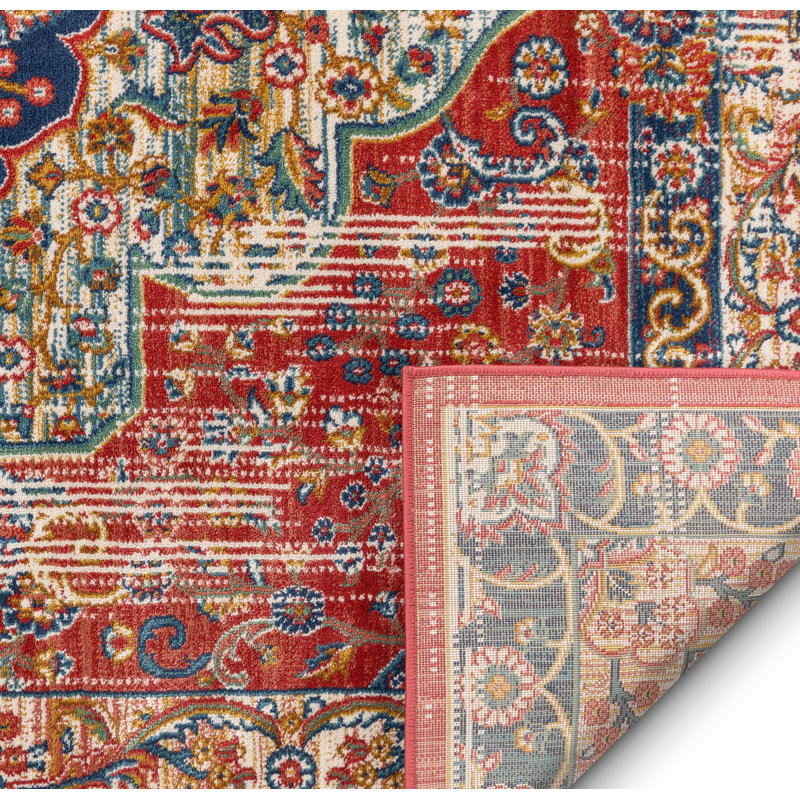 Tulsa Crimson Red Synthetic Rectangular 3'11" x 5'3" Area Rug
