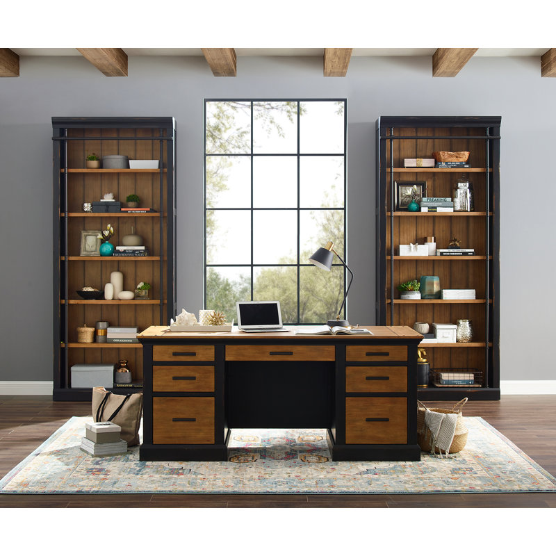 Toulouse Aged Ebony and Warm Honey Adjustable Bookcase