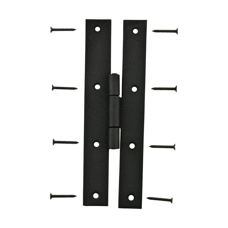 7" Black Wrought Iron H-Style Gate Hinges with RSF Finish