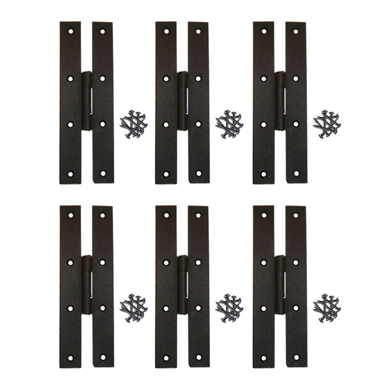 7" Black Wrought Iron H-Style Gate Hinges with RSF Finish