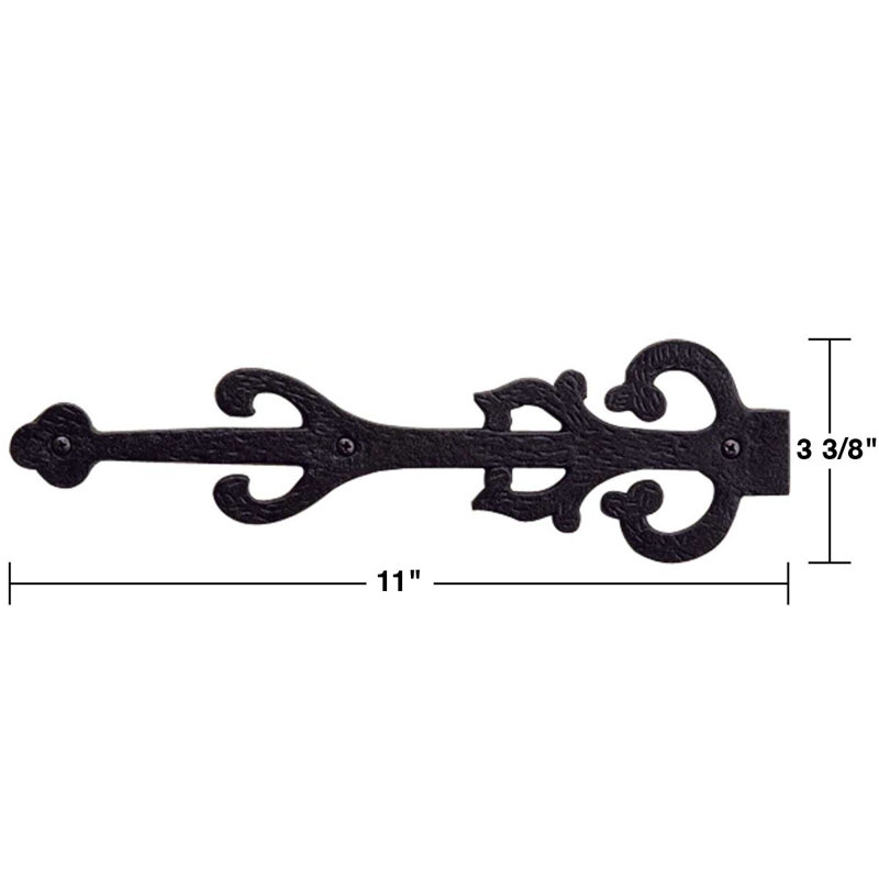 11" Black Wrought Iron Decorative Dummy Strap Hinge