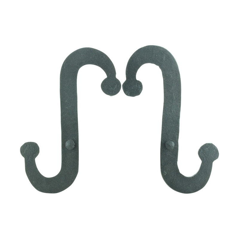 Vintage Black Wrought Iron S-Shaped Shutter Dogs