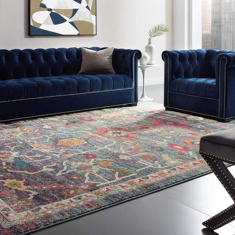 Tribute Vintage Floral Distressed 8' x 10' Multicolor Area Rug